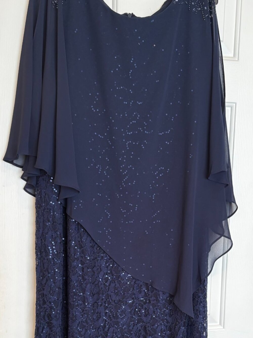 SLNY Blue Beaded Dress